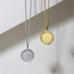 St Christopher Protect Us Round Necklace – 925 Solid Silver 15 St Christopher Protect Us Round Necklace – 925 Solid Silver -Fashion Accessories Mens St Christopher Lifestyle SP09420A 1