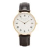 Retro Gold Case & Black Leather Strap Watch -Fashion Accessories Mr Beaumont personalised retro watch black gold