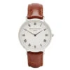 Retro Silver Case & Brown Leather Strap Watch -Fashion Accessories Mr Beaumont personalised retro watch brown silver