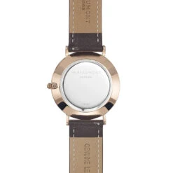 Rose Gold Case & Brown Leather Strap Watch -Fashion Accessories Mr Beaumont rose gold watch back