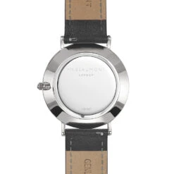 Silver Case & Black Leather Strap Watch 7 Silver Case & Black Leather Strap Watch -Fashion Accessories Mr Beaumont silver black leather strap watch bac