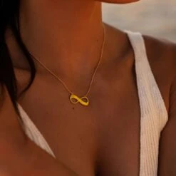 Infinity Personalised Necklace – Gold -Fashion Accessories Myri necklace infinity necklace gold barbados square 2