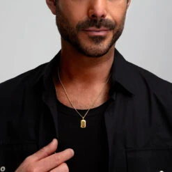 Small Ingot Men’s Necklace – 18K Gold Plated Steel -Fashion Accessories NKF791919G 1