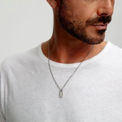 Small Ingot Men’s Necklace – Stainless Steel -Fashion Accessories NKF791919G SS 1