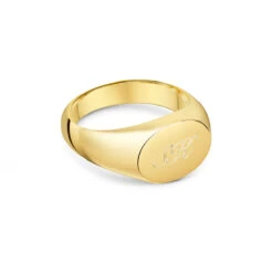 Oblate Personalised Signet Ring – 18K Gold Plated Solid Silver -Fashion Accessories Oblate Signet Ring Side Gold