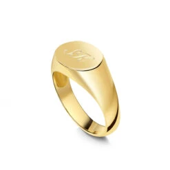 Oblate Personalised Signet Ring – 18K Gold Plated Solid Silver