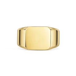 Octagonal Personalised Signet Ring – 18K Gold Plated Solid Silver -Fashion Accessories Octaganal Signet Ring Front Blank Gold
