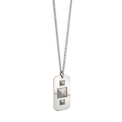 Pyramid Dog Tag Necklace – Steel 5 Pyramid Dog Tag Necklace – Steel -Fashion Accessories P4664
