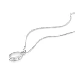 Italian Engraved Border Oval Locket – Silver -Fashion Accessories PF003193 2