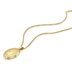 Italian Large Floral Oval Locket – Gold -Fashion Accessories PF007E144GP 3