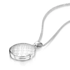 Italian Vine Engraving Round Locket – Silver -Fashion Accessories PF017E244 4