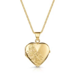 Italian Floral Engraving Heart Locket – Gold