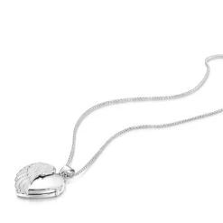 Italian Angel Wing Heart Locket – Silver -Fashion Accessories PF100 2