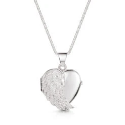 Italian Angel Wing Heart Locket – Silver