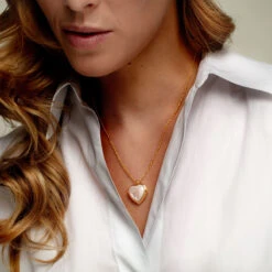 Pink Mother Of Pearl Heart Locket – Gold 10 Pink Mother Of Pearl Heart Locket – Gold -Fashion Accessories PLK 138 PINK SHELL YGP