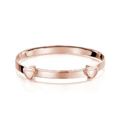 Rose Gold Expandable Hearts Kids Bangle – Medium