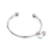 Drop Heart Birthstone Torque Children’s Bangle – Silver