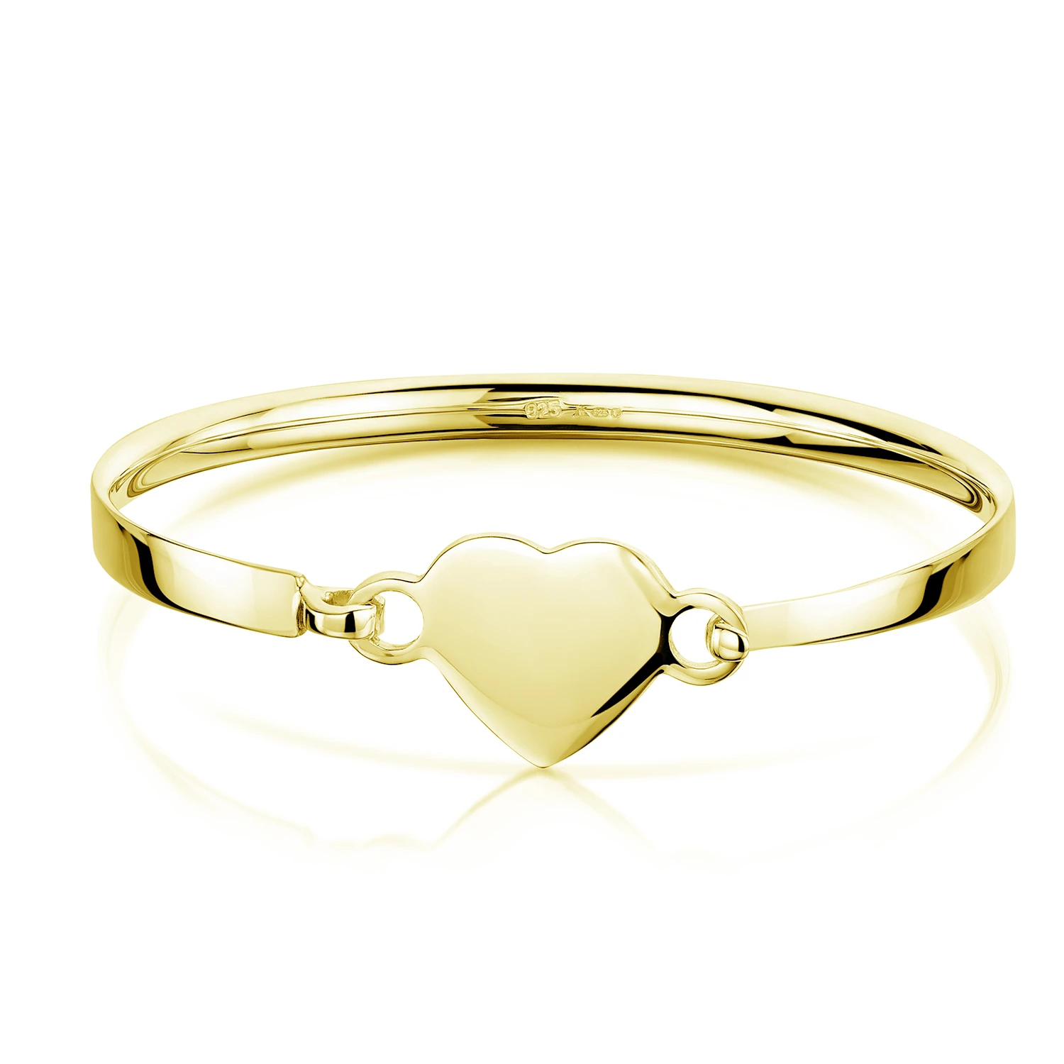 Gold Plated Children’s Heart Clasp Bangle – Medium 3 Gold Plated Children’s Heart Clasp Bangle – Medium