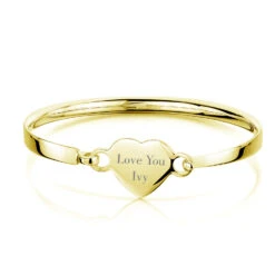 Gold Plated Children’s Heart Clasp Bangle – Medium 9 Gold Plated Children’s Heart Clasp Bangle – Medium -Fashion Accessories PMB3257 M YGP 23jpg
