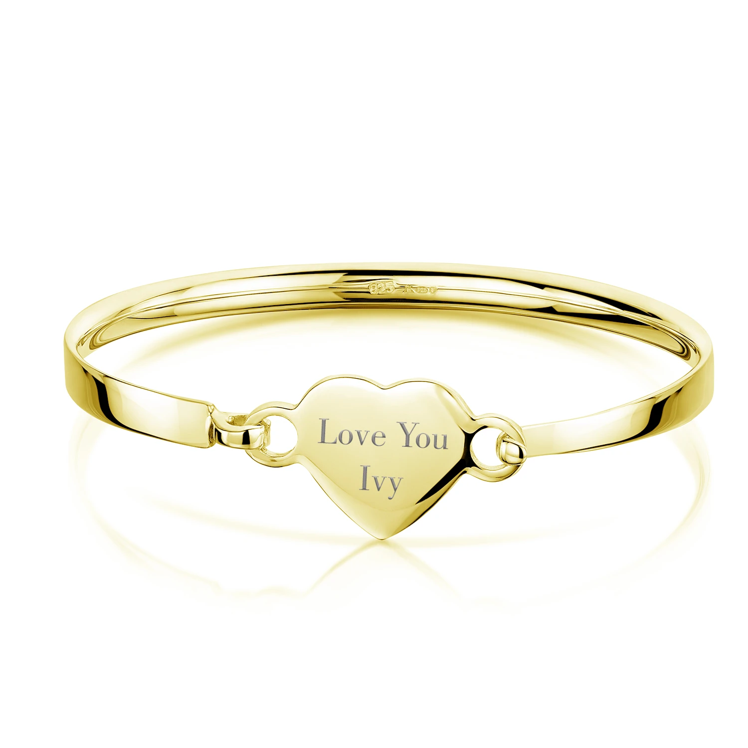 Gold Plated Children’s Heart Clasp Bangle – Medium 6 Gold Plated Children’s Heart Clasp Bangle – Medium - Image 4