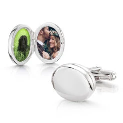 Personalised Locket Cufflinks – Silver