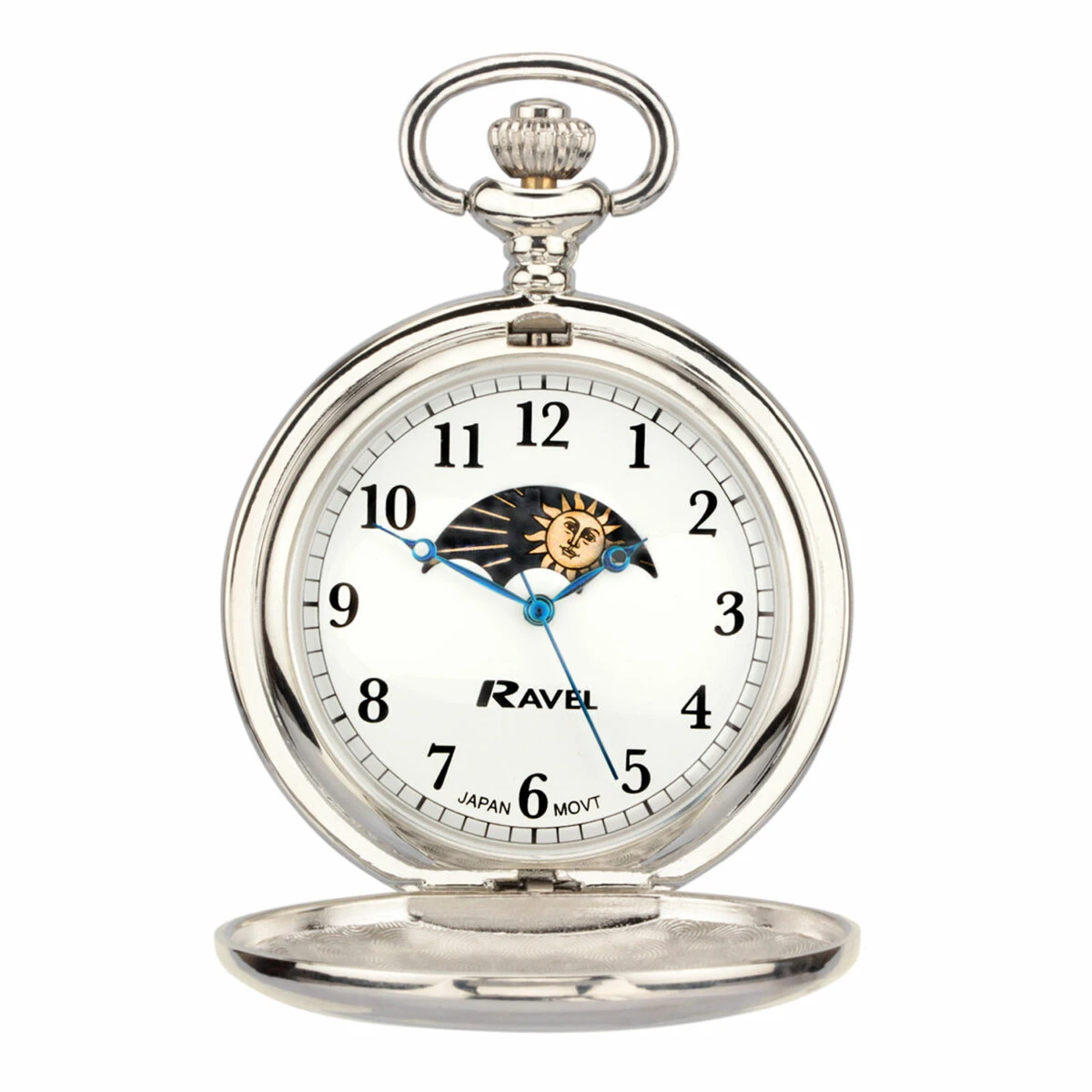 Moonphase Silver Ravel Pocket Watch 3 Moonphase Silver Ravel Pocket Watch