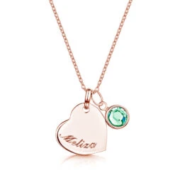 Swarovski® Birthstone Heart Necklace – Rose Gold