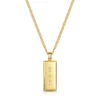 Tall Ingot Tag Men’s Necklace – 18K Gold Plated Solid Silver -Fashion Accessories Rectangle Dog Tag Front Gold SP09376A