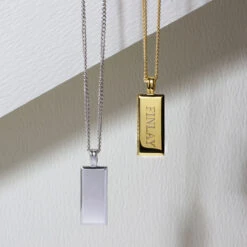 Tall Ingot Tag Men’s Necklace – 925 Solid Silver 11 Tall Ingot Tag Men’s Necklace – 925 Solid Silver -Fashion Accessories Rectangle Dog Tag Lifestyle SP09376A