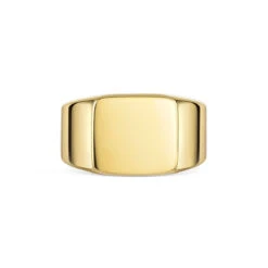 Rectangular Personalised Signet Ring – 18K Gold Plated Solid Silver -Fashion Accessories Rectangle Signet Ring Front Blank Gold