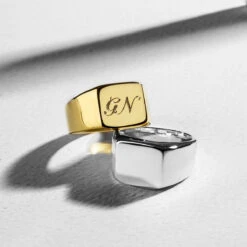 Rectangular Personalised Signet Ring – 925 Solid Silver -Fashion Accessories Rectangle Signet Ring Lifestyle