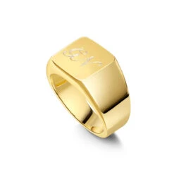 Rectangular Personalised Signet Ring – 18K Gold Plated Solid Silver