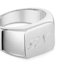 Rectangular Personalised Signet Ring – 925 Solid Silver -Fashion Accessories Rectangle Signet Ring Zoom Side