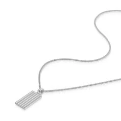 Ripple Men’s Necklace – 925 Solid Silver -Fashion Accessories Ripple Dog Tag Flat Silver SP09651A