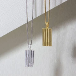 Ripple Men’s Necklace – 18K Gold Plated Solid Silver -Fashion Accessories Ripple Dog Tag Lifestyle SP09651A 1