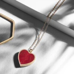 Coral Modern Heart Locket – Rose Gold -Fashion Accessories Rose Coral Heart mq scaled 1