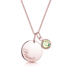 Swarovski® Birthstone Disc Necklace – Rose Gold 8 Swarovski® Birthstone Disc Necklace – Rose Gold -Fashion Accessories Rose Gold Disc Charm Hero 2