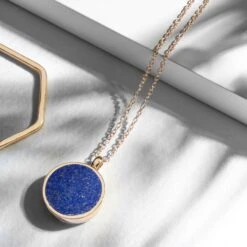 Lapis Lazuli Modern Round Locket – Rose Gold 16 Lapis Lazuli Modern Round Locket – Rose Gold -Fashion Accessories Rose Lapis Round mq scaled 1