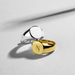 Round Personalised Signet Ring – Solid 925 Silver -Fashion Accessories Round Signet Ring Lifestyle 1
