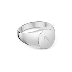 Round Personalised Signet Ring – Solid 925 Silver -Fashion Accessories Round Signet Ring Side2 Silver