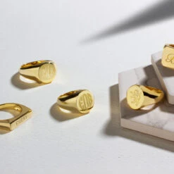 Round Personalised Signet Ring – 18K Gold Plated Solid Silver -Fashion Accessories Round Signet Ring Specials Lifestyle Gold