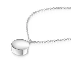 Small Round Ashes Urn Necklace – Silver -Fashion Accessories Round Urn Ashes Silver Flatlay Close