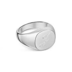 Classic Cushion Personalised Signet Ring – 925 Solid Silver -Fashion Accessories Rounded Classic Signet Ring Side Silver