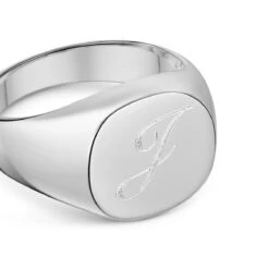 Classic Cushion Personalised Signet Ring – 925 Solid Silver -Fashion Accessories Rounded Classic Signet Ring Zoom Silver