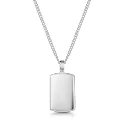 Wide Ingot Men’s Necklace – 925 Solid Silver 17 Wide Ingot Men’s Necklace – 925 Solid Silver -Fashion Accessories Rounded Dog Tag Blank Silver SP09371A