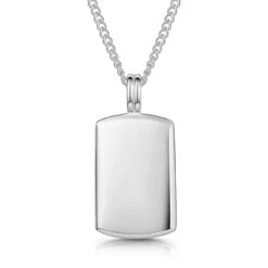 Wide Ingot Men’s Necklace – 925 Solid Silver 14 Wide Ingot Men’s Necklace – 925 Solid Silver -Fashion Accessories Rounded Dog Tag Engraving Silver SP09371A