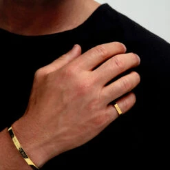 Adjustable Flat Faced Steel Ring – 18K Gold Plated Stainless Steel -Fashion Accessories SB09655A 3