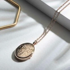 Little Oval Scroll Personalised Locket – Rose Gold 20 Little Oval Scroll Personalised Locket – Rose Gold -Fashion Accessories SMALL Oval Full Scroll Rose Gold scaled 1