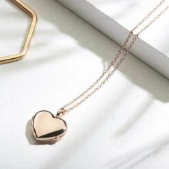 Little Rose Gold Heart Personalised Locket -Fashion Accessories SMALL heart rose gold scaled 1