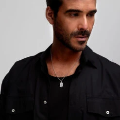 Ingot Tag Men’s Necklace – 925 Solid Silver -Fashion Accessories SP09373A SS